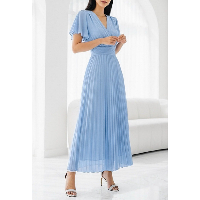 Elle Style Loriana lyhythihainen vaaleansininen pitkä vekkimekko