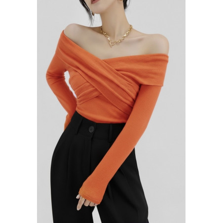 Elle Style Fanny orange långärmad blus