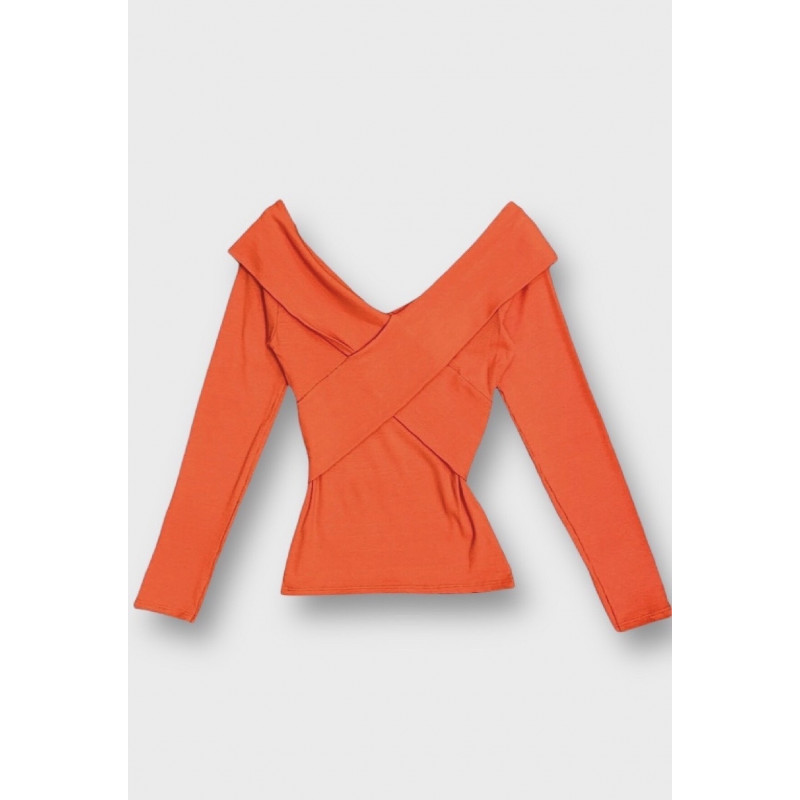 Elle Style Fanny orange långärmad blus – kuva 2