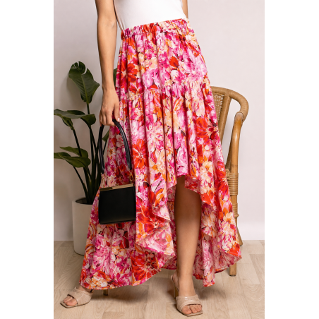 Elena Z rosa blommig high low-kjol