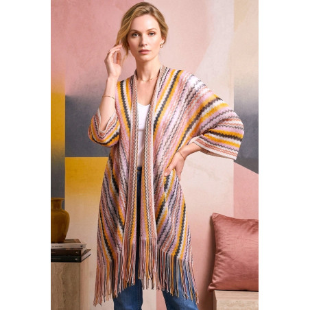 MARCO färgglad kimono med fransar
