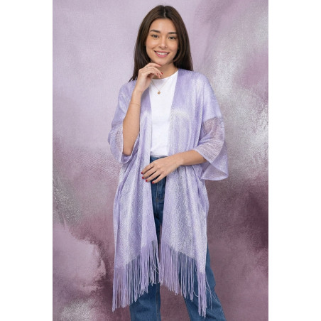 MARCO glittrande lila kimono med fransar