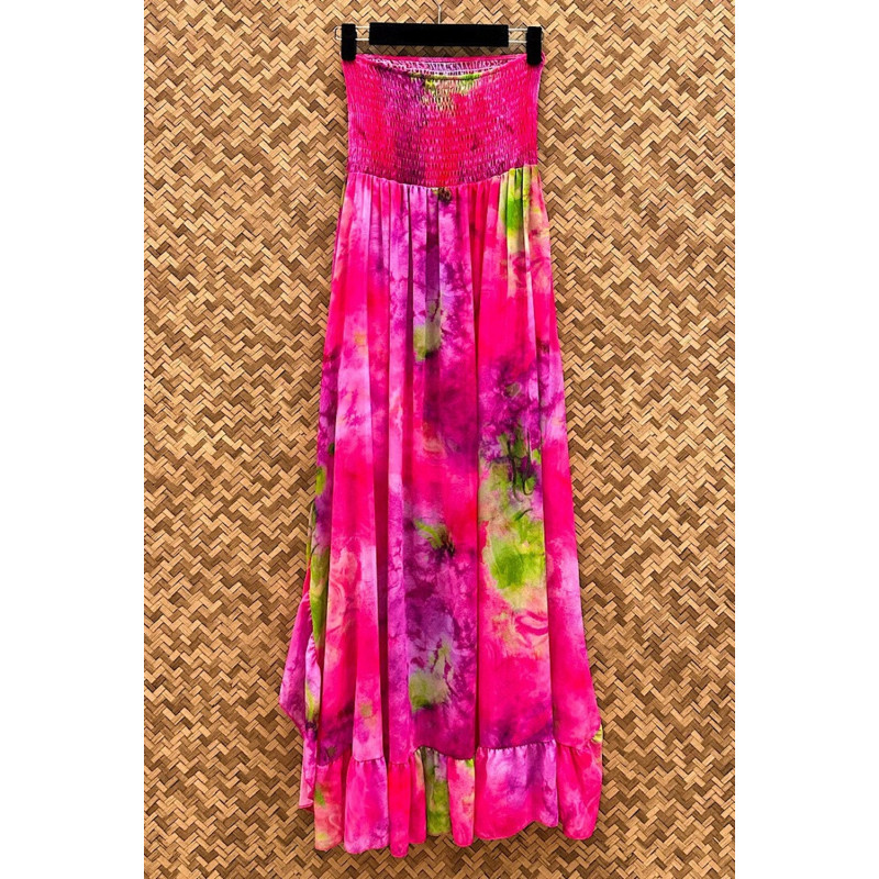 Elle Style Mady rosa mönstrad high low-klänning – kuva 3