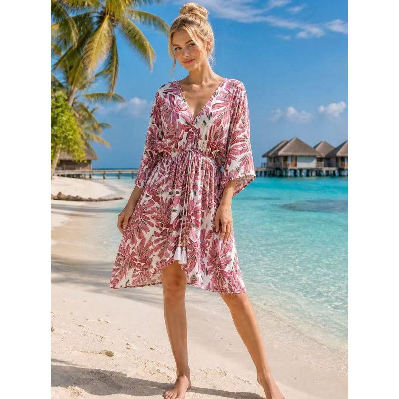 Miss Sara rosa printmönstrad strandtunika – kuva 2