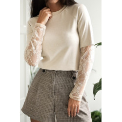 Beige 2in1 paita pitsihihoilla