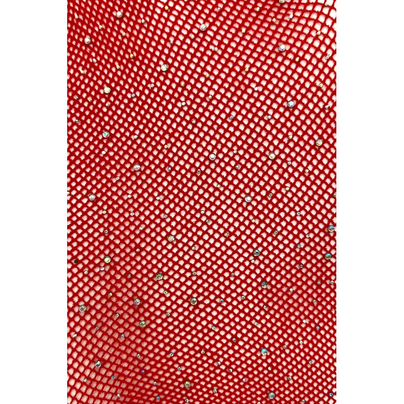 Snow Rose punaiset stay-up verkkosukat strasseilla – kuva 2
