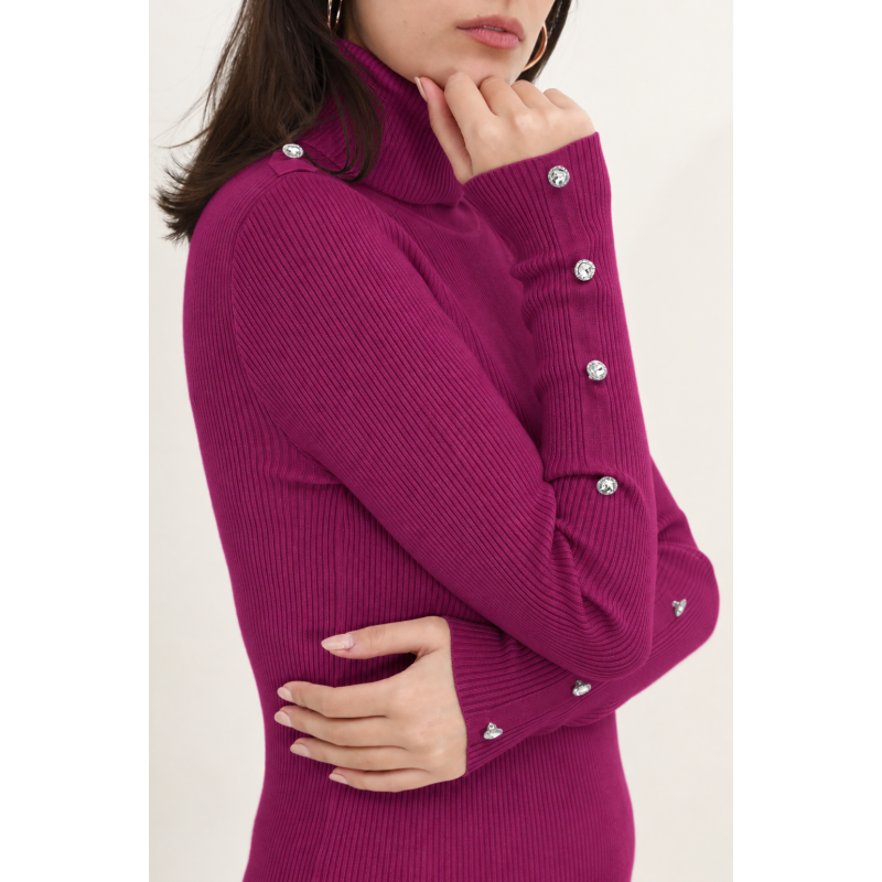 Rosy Days mauve poloponi med knappdetaljer – kuva 3