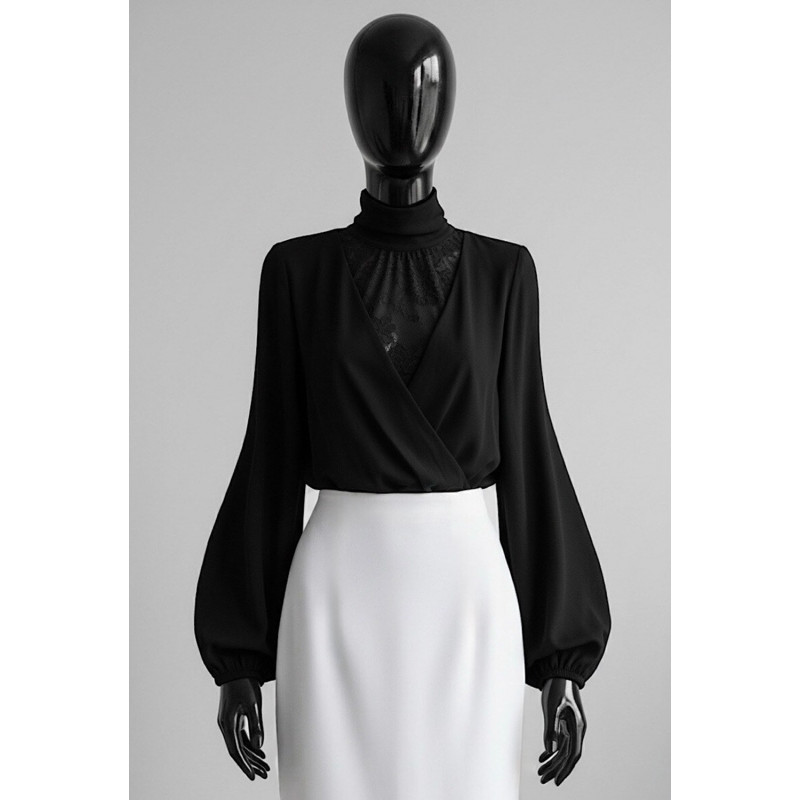 Elle Style Danae svart blus med spets – kuva 4