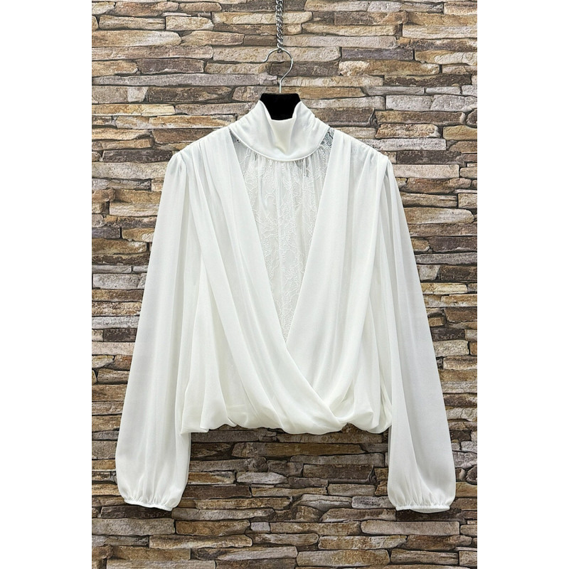 Elle Style Danae vit blus med spets – kuva 3