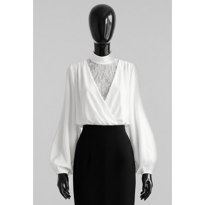 Elle Style Danae vit blus med spets – kuva 4