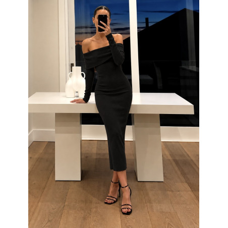 Rosy Days musta basic off-shoulder neulemekko